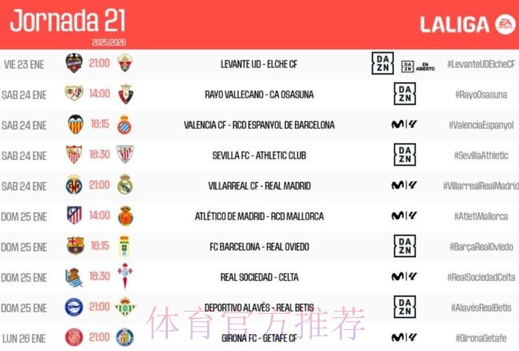 西甲第四轮开球时间确定：皇马&巴萨均为深夜场